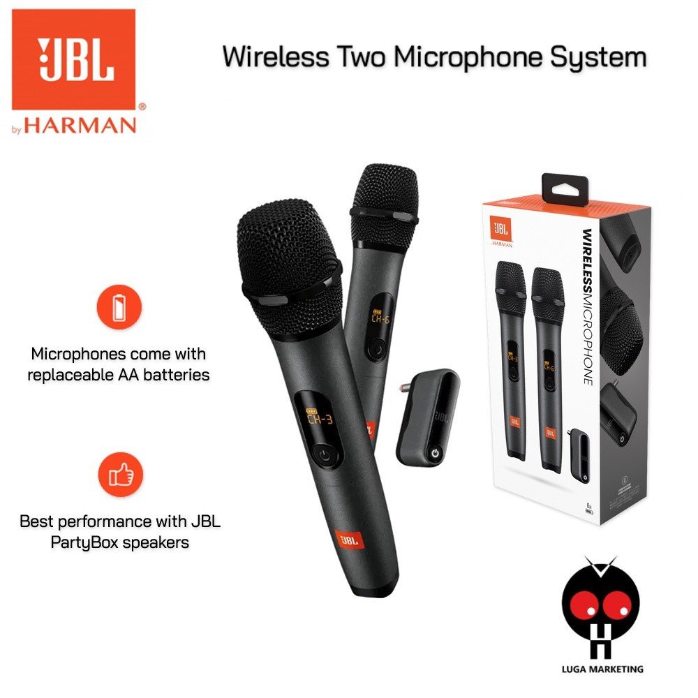 JBL Wireless Two Microphone System with Dual-Channel Receiver, Black