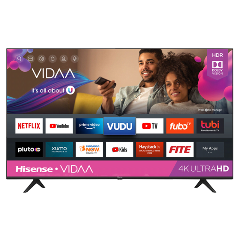 Hisense 50 – Inch 4K Ultra HD VIDAA Smart TV 50A6KS (2023), Airplay 2, AI 4K Upscaler, Dolby Vision, With In-Built Free To Air Decoder, Bluetooth, HDMI, Chromecast, USB, Netflix, Youtube  – Black.